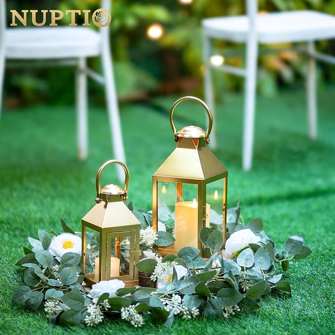 NUPTIO Gold Lanterns Decorative for Wedding, 11.2 Inch Lantern Decor