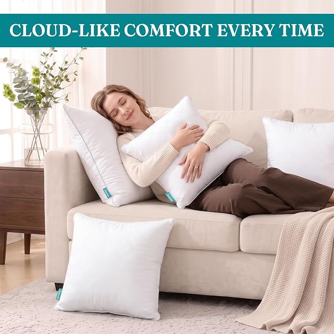 Oubonun 16 x 26 Pillow Inserts Pack of 2 Rectangle Square Interior Sofa Pillow Insert Pair, White Decorative Lumbar Pillow for Bed Couch Living Room