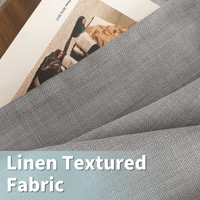 72 inch Length Linen Curtains for Living Room 2 Panels, Grey | Thick Linen Textured, Soft Privacy Drapes, Light Filtering, Burlap Curtains for Farmhouse, Bedroom, Grommet, 52 x 72 Inch