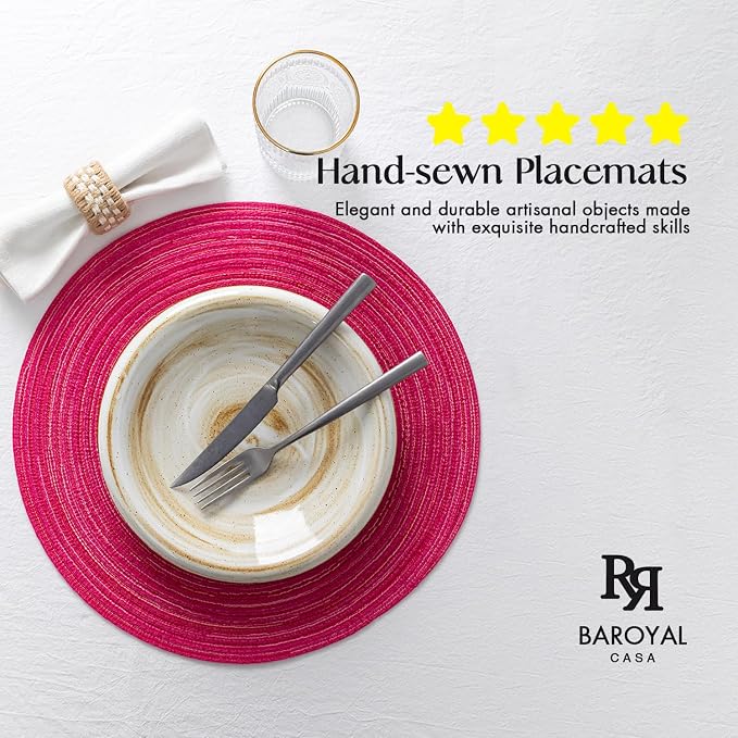 BARoyal Round Placemats Set of 12 Woven Placemats Washable Braided Table Mats for Dining Table Heat Resistant Non-Slip Circle Place Mats(Blossom)