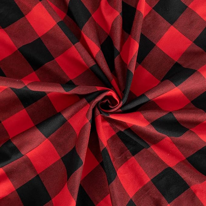 ShinyBeauty Checked Square Tablecloth 54x54-Inch Red and Black Buffalo Plaid Tablecloth Washable Cotton Table Cover Gingham Tablecloth for Dining Room Table Linen Christmas