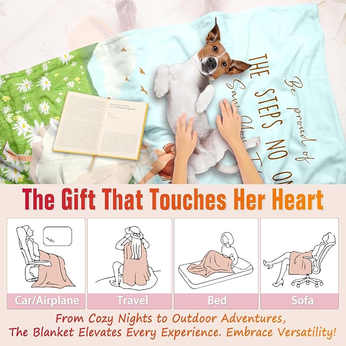 TURMTF Inspirational Daisy Blanket Be Proud of the Steps No One Saw You Take, Soft Fleece Throw for Women, Motivational Gift for Mom Sister Friend Daughter Girls Wife,for Her Women Blanket 55"x70"