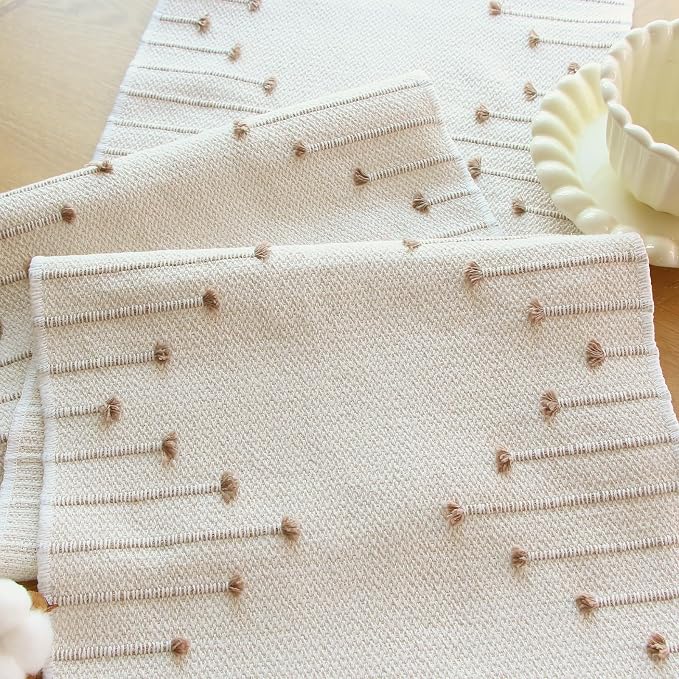FEXIA Boho Table Runner for Home Decor 12x72 Rustic Macrame Decoration | 72 Inches Long with Tassels Rustic Table Runner Macrame Burlap Centerpieces for Living Dining Room Bedroom for Baby Shower