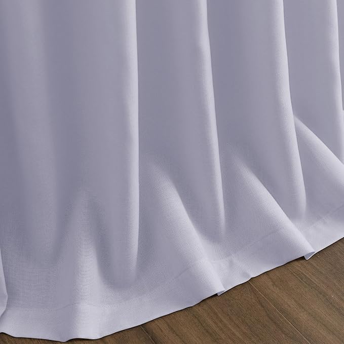 Lavender Purple Linen Curtains 90 Inches Long for Living Room Boho Decor Light Filtering Semi Sheer Curtain Back Tab and Rod Pocket Modern Luxury Drapes for Bedroom Office 52x90, 2 Panels