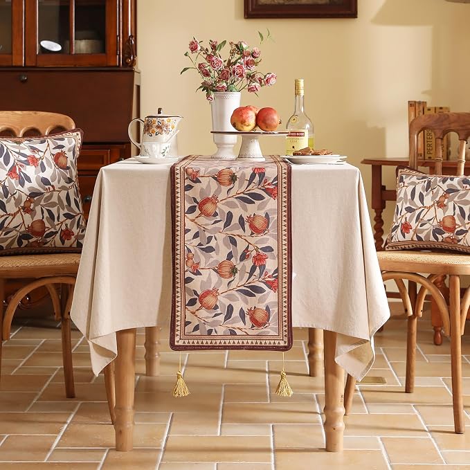 Patdrea Designer French Vintage Linen Table Runner,12"X71" | Elegant Tablerunner 71 Inches Long,Floral Pattern,Thanksgiving Dining Table Decor for Living Room Banquet
