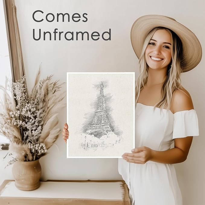 DREAM BIG PRINTABLES Paris Sketches Art Prints (Set of 3) - 8x10 | French Travel Wall Decor