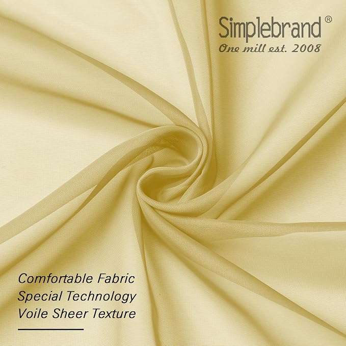 Simplebrand Yellow Tier Curtains for Kitchen 24 Inches Long 2 Panel Set, Rod Pocket Cafe Curtain Light Filtering Sheer Short Curtains for Bathroom/Basement Half Window 42 x 24 Inch, 2Pcs