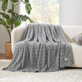 Cozy Bliss Ultrasoft Waffle Throw Blanket, Fluffy Cute Plush Blanket for Couch, Bed, Modern Home Accent, Portable for Picnic or Outdoor, Grey, 50"x60"