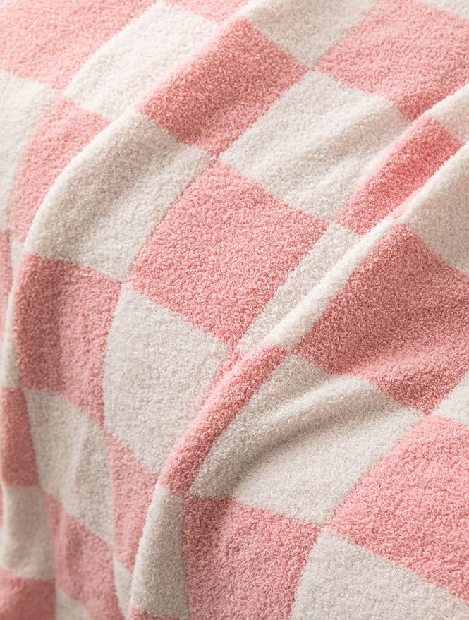 Ultra-Soft Buffalo Checkerboard Grid Fluffy Microfiber Knitted Baby Blanket Super Cozy Lightweight Checkered Bed Blanket for Sofa Couch Bed Pink 30"X40"¡­