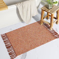Lahome Boho Fall Bathroom Rugs, 2x3 Front Door Mat for Kitchen, Washable | Indoor Entryway Small Area Rug Woven Cotton with Tassels, Farmhouse Non Shedding Throw Low Pile Carpet for Bath Bedroom