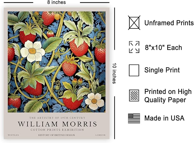Poster Master Owl Print - William Morris Poster - Flower & Animal Illustration - Botanical Exhibition Wall Design - Floral Bird Artwork - Aesthetic Office or Bedroom Decor - 8x10 UNFRAMED Wall Art
