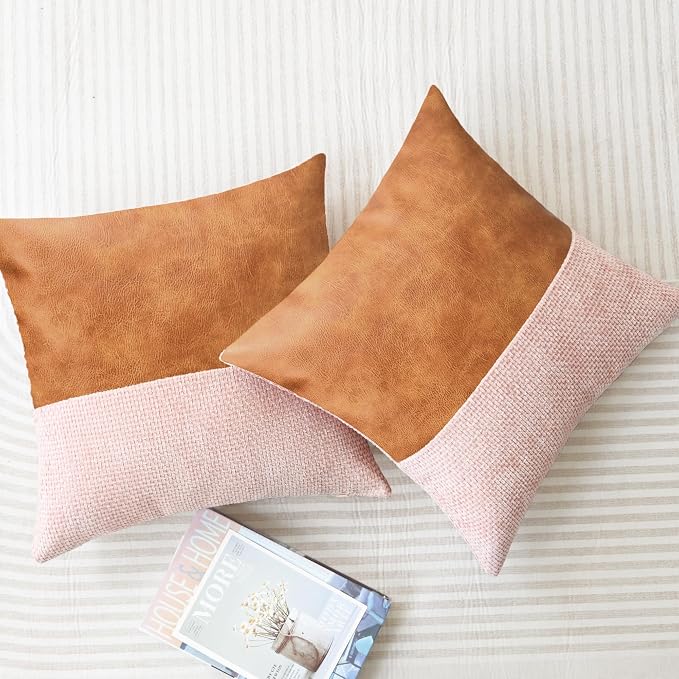 CaliTime Decorative Couch Throw Pillow Covers 18 X 18 Inches Pink