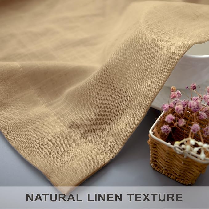 Tan Beige Curtains 96 Inches Long for Living Room 2 Panels Pocket Back Tab Semi Sheer Linen Rustic Neutral Earth Light Brown Room Decor Khaki Taupe Camel Burlap Curtains for Bedroom Cottagecore Fall
