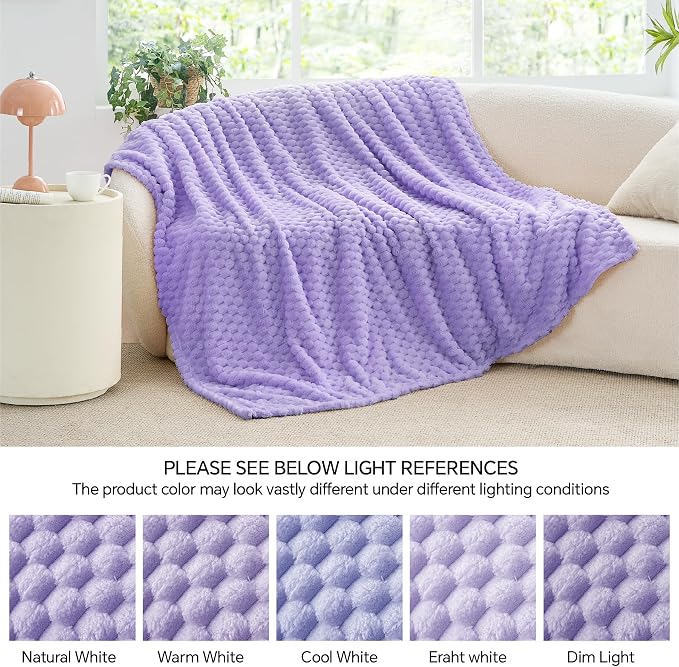 BEDELITE Lavender Throw Blanket for Couch, Soft Cozy Gifts for Women, 50*60 | 3D Jacquard Decorative Fleece Blanket, Super Soft Plush Throw, Cute Birthday Gift for Women & Men, Suitable for All Seasons