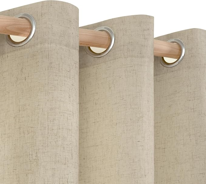 YoungsTex Burlap Linen Curtains 45 Inch Length for Short Window, Light Filtering Drapes with Grommet Privacy for Bedroom Living Room Window, 2 Panels, 52 X 45 Inch