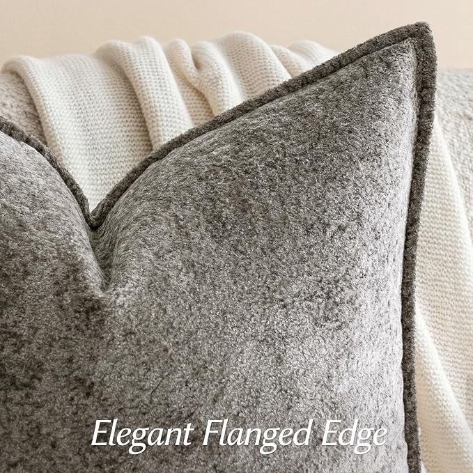 a moment Throw Pillow Covers 24X24 Inch 4 Packs,Soft Velvet Decorative Pillow Cases with 3D Ice Flower,Texture Modern Accent Cushion Covers for Sofa Couch Home Decor Urban Stone
