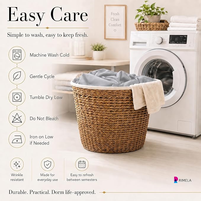 College Dorm Bed Skirt Twin XL 32" Drop, Slit Corner Bedskirt, Ice Grey | Solid ruffled, Wrap-around/elastic, Wrinkle & Fade resistant, with Adhesive Strips, Gift Packed, Machine Wash/Tumble Dry/Iron