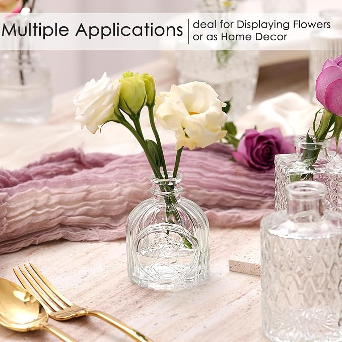 12 Pcs Glass Bud Vase Set, Small Glass Vases for Flowers, Mini Clear Bud Vases for Centerpieces, Wedding, Home, Office and Table Decoration, Clear