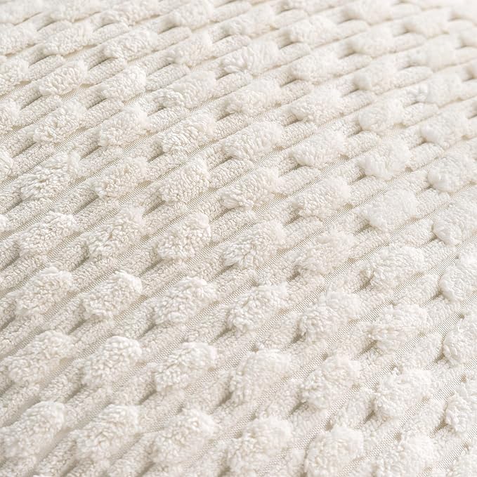 Set of 4 Cream White Decorative Throw Pillow Covers 12x20 Inch Corduroy Pillow Covers for Bed Couch Sofa Living Room Soft Cushion Cases