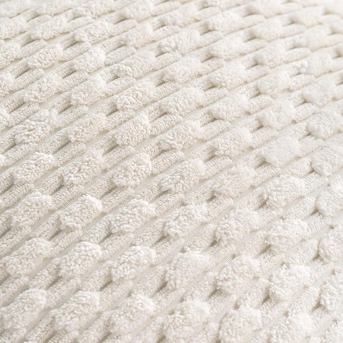 Set of 4 Grey White Taupe Decorative Throw Pillow Covers 24x24 Inch Corduroy Pillow Covers for Bed Couch Sofa Living Room Soft Square Cushion Cases