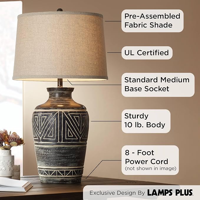John Timberland Miguel 32" Large Table Lamp Earth Tone Rustic Jar Southwest