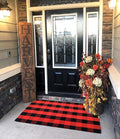 UKELER Buffalo Check Rug 3'×5', Cotton Red Plaid Rug for Front Porch Kitchen Bedroom Popular Farmhouse Doormat
