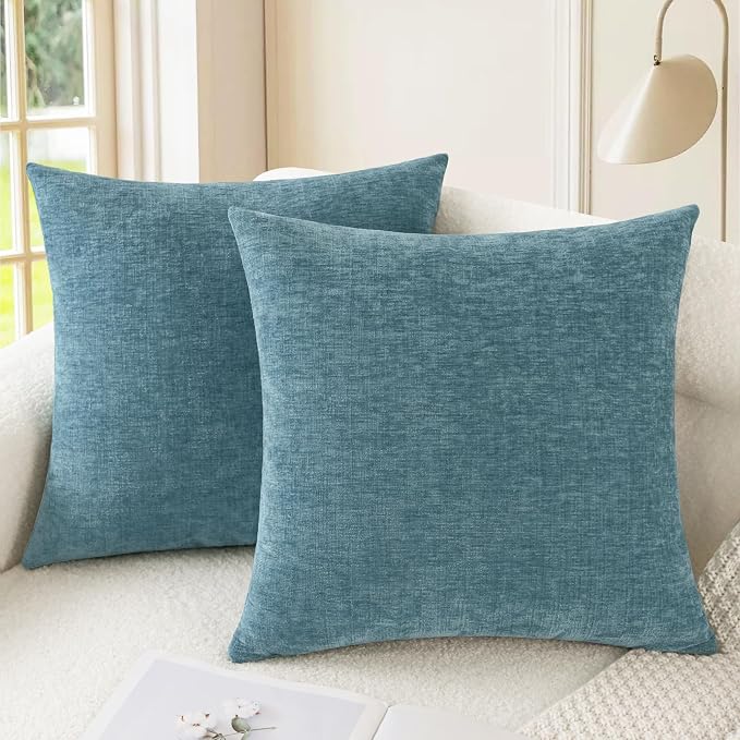 CaliTime Decorative Couch Throw Pillow Covers 16 X 16 Inches Smoke Blue
