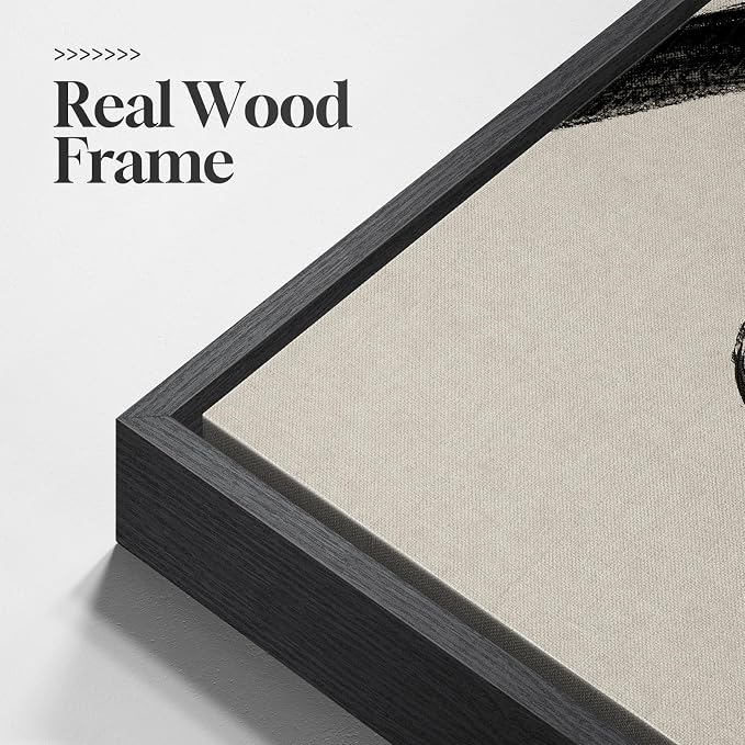 Large Framed Black and White Abstract Wall Art for Living Room, 24x36 In | 3 Piece Neutral Paintings, Canvas Prints, Modern Artwork, Minimalist Pictures, Bedroom Dining Room Hallway Office Wall Decor