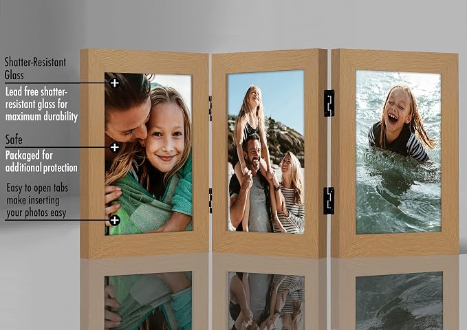 Americanflat 4x6 Hinged Triple Picture Frame - Engineered Wood - Dark Oak