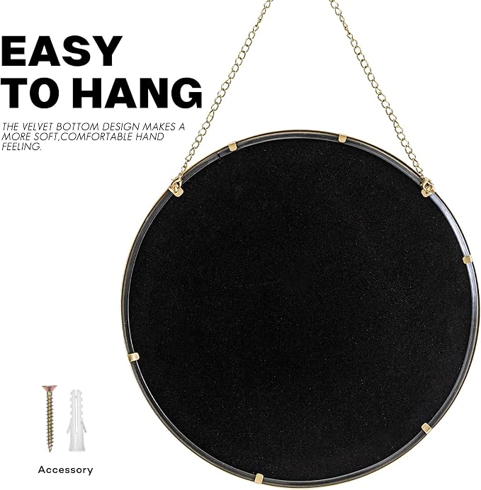 Small Hanging Circle Mirror, 10" Gold Wall Mirror with Hanging Chain | Round Mirrors for Wall Decor Entryway, Bathroom, Bedroom, Vanity, Living Room
