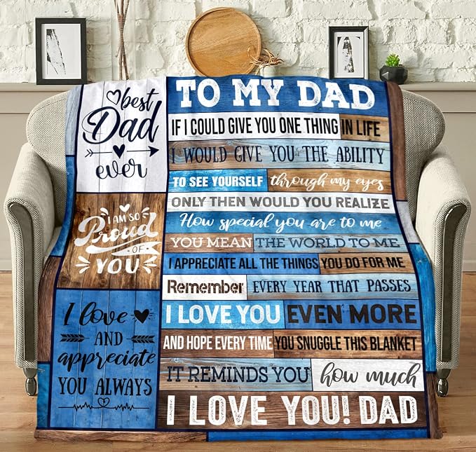Soft Throw Blanket for Bedding Sofa Dad Birthday Gift from Daughter Son Best Dad Gifts 40 x 50 Inch Blue Fleece