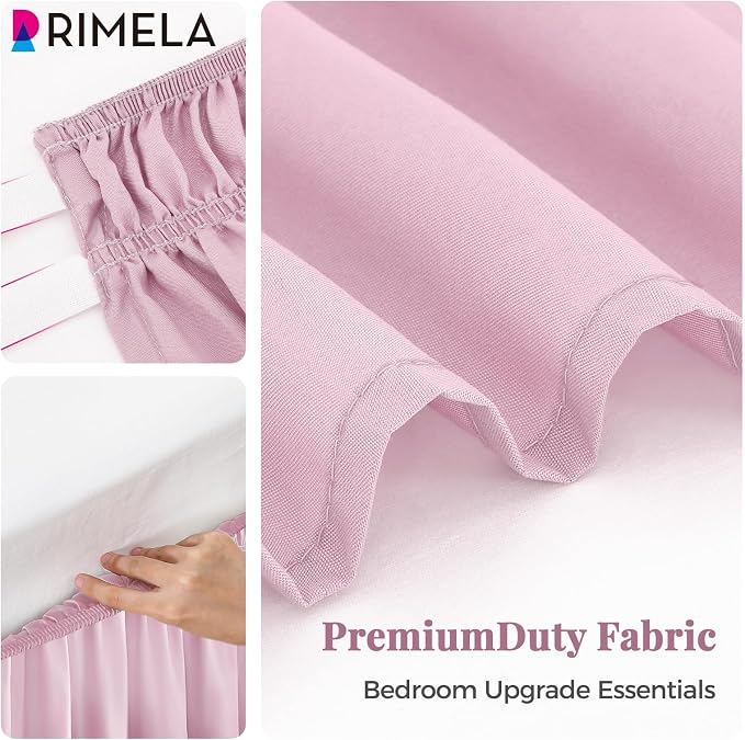 Baby Purple Bed Skirt Queen Size 15" Drop, Elastic Wrap Around Bedskirt | Solid ruffled, Wrap-around/elastic, Wrinkle & Fade resistant, with Adhesive Strips, Gift Packed, Machine Wash/Tumble Dry/Iron