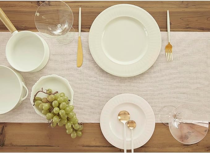 Solino Home 100% Pure Linen Table Runner Natural Long, Athena 14 x 156 in | a graceful centrepiece for dining and gatherings, European flax fibres, gift ready packaging, soft, fine, OEKO-TEX Certified