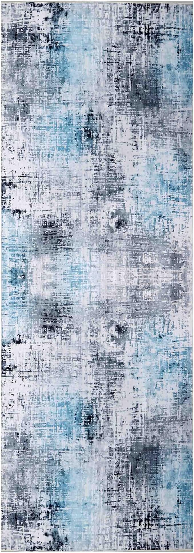 Machine Washable Area Rug, Soft & Durable, Non-Slip, Stain Resistant Rug for Bedroom, Living Room, Dining Room, High Traffic Areas. (Blue, 2.5' X 10')