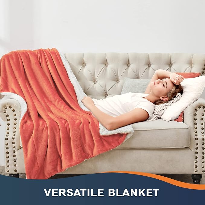 Walensee Sherpa Fleece Blanket (Queen Size 90”x90” Coral) Plush Throw Fuzzy Super Soft Reversible Microfiber Flannel Blankets for Couch, Bed, Sofa Ultra Luxurious Warm and Cozy for All Seasons