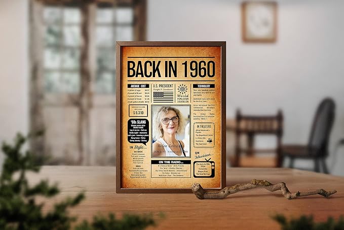Back in 1960 Poster Sign, Personalized Birthday Gifts Idea, Custom 1960 Historical Birthday Newspaper, Born in 1960 Birthday Party Decorations, Fun Fact for the Day You Were Born, Decor Art Print