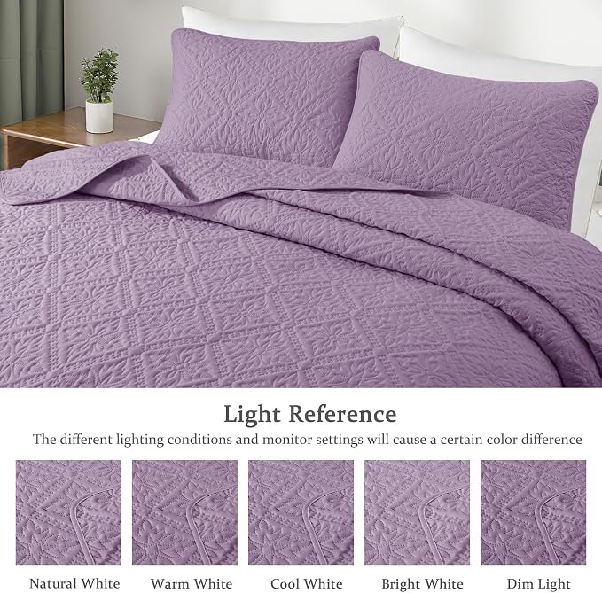 Exclusivo Mezcla Twin Quilt Set, Dusty Lavender | Lightweight Soft Bedspreads Coverlets, All Season Bedding with 1 Pillow Sham, Modern Style for Dorm Bedroom Guest Room