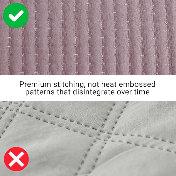 King Size Quilt-Lightweight Bedspreads Dusty Mauve King Quilt Bedding Set | Soft Coverlet with 2 Pillow Shams for All Seasons, Suitable for Bed, Couch, 3 Pieces, 106"x94"