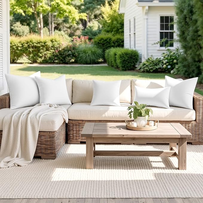 MIULEE Outdoor Pillow Inserts 20x20 Pack of 2 | Waterproof Throw Pillow Inserts Decorative 100% Virgin Fibers Filling for Patio Sofa Couch