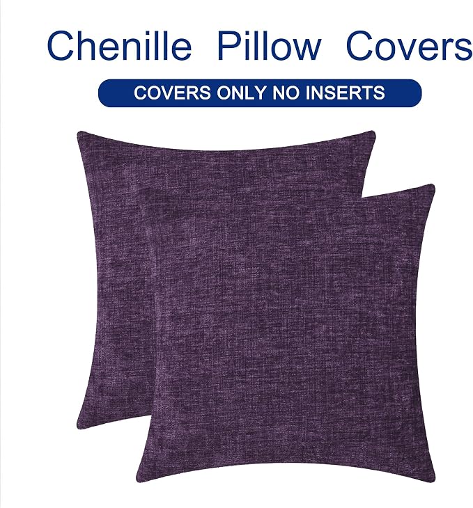 CaliTime Decorative Couch Throw Pillow Covers 20 X 20 Inches Plum Purple