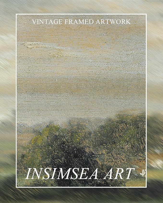 InSimSea Extra Large Framed Wall Art, Wild Field Sky Prints, 12x36inch | Vintage Landscape Living Room Country Farmhouse Decor, Scenery Canvas Paintings Long Picture for Bedroom Above of Bed