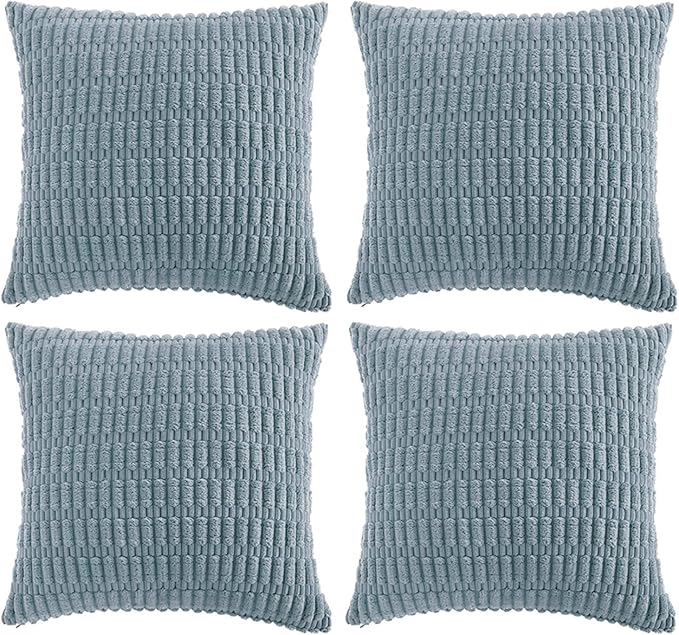 Fancy Homi 4 Packs Decorative Throw Pillow Covers for Living Room Couch Bed, Modern Farmhouse Boho Home Décor Accent Cushion Case, 26" x 26", Light Blue