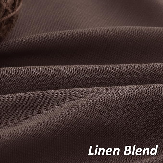 Coffee Linen Curtains 108 Inch Length for Living Room Bedroom 2 Panels Set Rod Pocket Light Filtering Semi Sheer Window Curtains 52 Inch Width Boho Farmhouse Linen Drapes, W52xL108