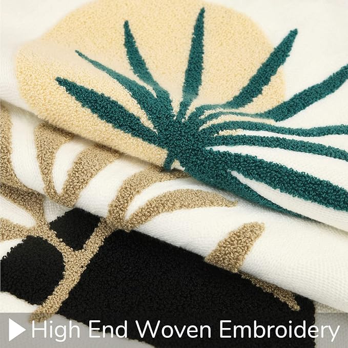 Merrycolor Boho Decorative Pillows for Bed Mid Century Modern Throw Pillows Covers Leaf Green Pillow Cover Textured Aesthetic Boho Pillows Cover Decorative Throw Pillows for Couch,1PC,18x18 Inch