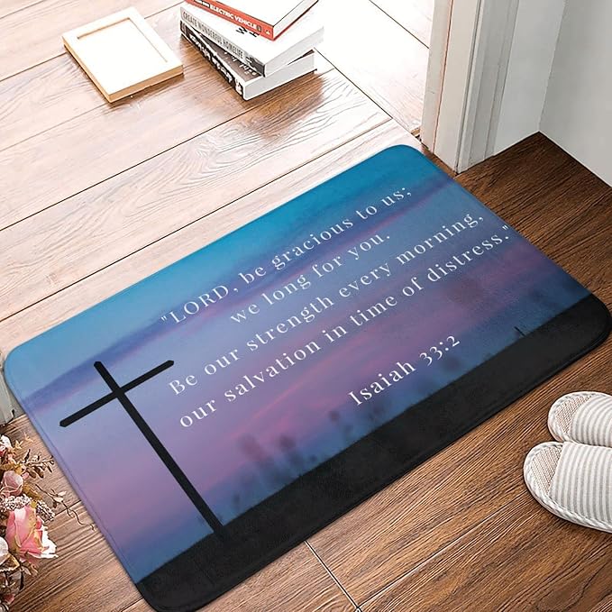VIVACITE Prayer Mat Christian Prayer Rug for Prayer Room Décor Essentials | Thick Padded Half-Inch Foam with Knee Support, Faith Based Christian Gifts for Women Men, Bible Verse Isaiah 33:2, 24"X16"