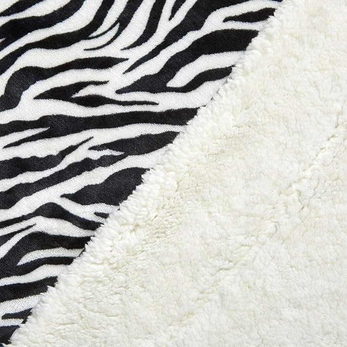MERRYLIFE Sherpa Throw Blanket Ultra-Plush Comfort | Decorative, Soft, Colorful | Home, Couch, Outdoor, Travel Use (Zebra, 60" 70")