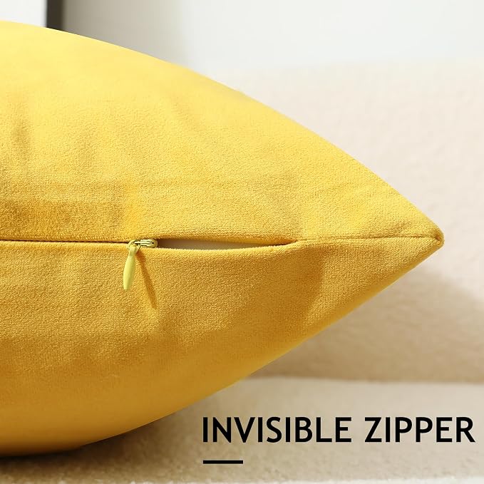 Stellhome Rectangle Velvet Pillow Covers Decorative Cushion Covers for Bed Couch Sofa Bench, 12 x 20 inch (30 x 50 cm), Yellow, Pack of 2