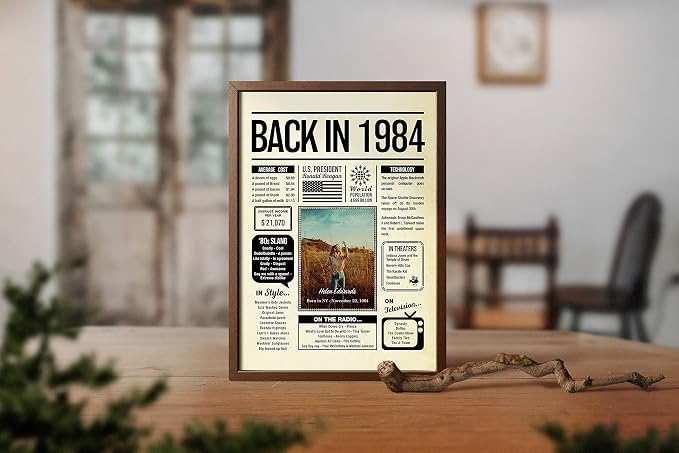 Personalized 41 year old birthday gifts - Back in 1984 Poster - Centerpiece Table Decorations 41st Birthday Party - Custom Born in 1984 Newspaper Vintage Poster for Men, Women, Him, Her