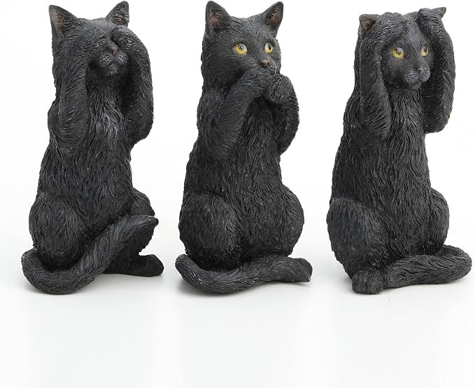 Veronese Design 4 Inch Black Kittens Hear Speak See No Evil Resin Figurine Miniature