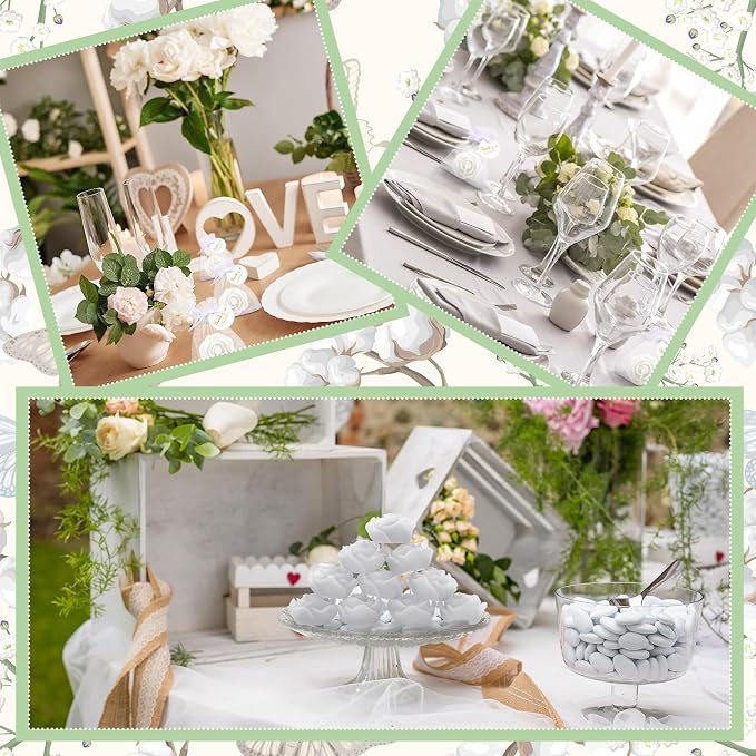 Treela 24 Set Rose Flower Candles, White Wedding Favors for Guests